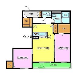 リヴィエール 2LDKの間取図画像