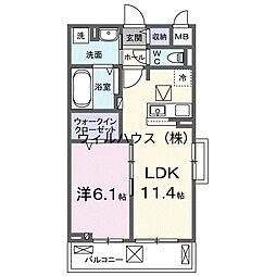堺市北区北花田町4丁アパート 1LDKの間取図画像