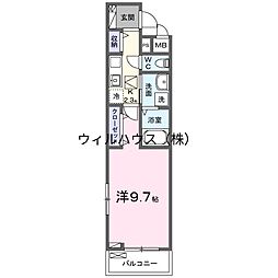 堺市北区北花田町4丁アパート 1Kの間取図画像