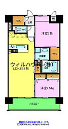 グレイスガーデン三国ヶ丘 2LDKの間取図画像