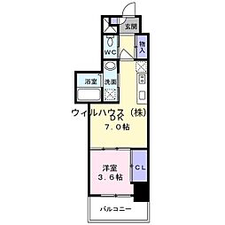 CLOVERVIEWKITAHANADA 1DKの間取図画像