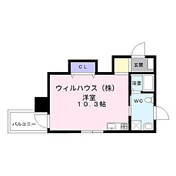 ディアコート宿屋町 ワンルームの間取図画像