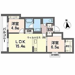 シャーメゾン 東雲 子育て支援 2LDKの間取図画像