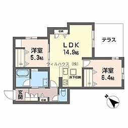 シャーメゾン グラニテ 2LDKの間取図画像