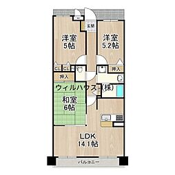 ソルプラーサ堺1番館 3LDKの間取図画像
