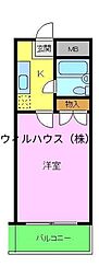少林寺TKハイツ 1Kの間取図画像