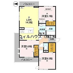 堺市北区北花田町1丁アパート 3LDKの間取図画像