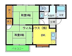 ハイツ鴨谷台A棟 2Kの間取図画像