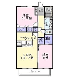 ブライトコート 2LDKの間取図画像