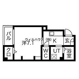 エヌエムスワサントドゥウェスト 1Kの間取図画像