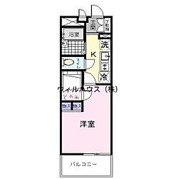 レオパレス雪州 1Kの間取図画像