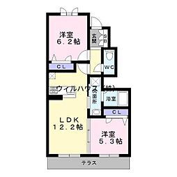シャーメゾン恵我2 2LDKの間取図画像