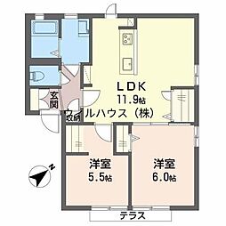 サンライフ・和気C 2LDKの間取図画像