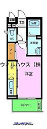 パルファン鳳 1Kの間取図画像