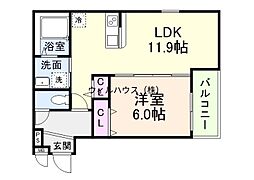 西喜ハイツ 1LDKの間取図画像