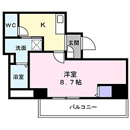 エヌエムキャトフヴァン 4階1Kの間取り