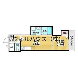 F asecia Pur 湊 1DKの間取図画像