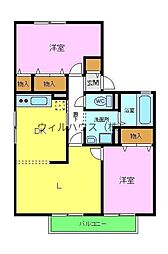 エセルディハイツA棟 2LDKの間取図画像