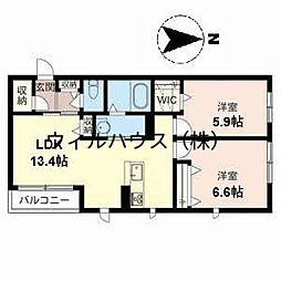 ソレイユ 2LDKの間取図画像