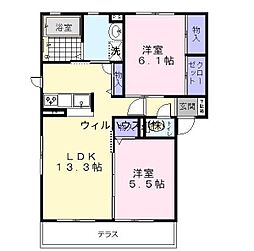 メゾンドプチフォーレ 2LDKの間取図画像