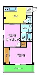 ラフィーネ三国 2DKの間取図画像