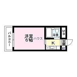 白鷺ハイツ 1Kの間取図画像