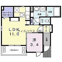 カーサ彦 1LDKの間取図画像
