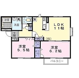グレイスアオ 2LDKの間取図画像