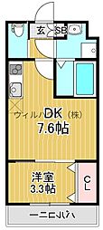 安芸津マンション 1DKの間取図画像