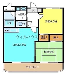 ミレニアム 2LDKの間取図画像