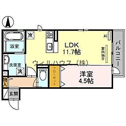 プチアングル 1LDKの間取図画像