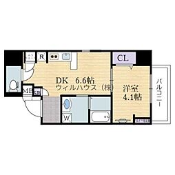 エヌエムスワサントディス ワンルームの間取図画像