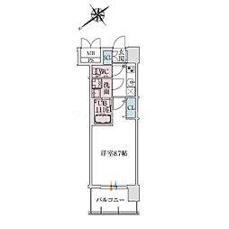 スプランディッド堺東III 1Kの間取図画像
