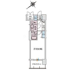 スプランディッド堺東III 1Kの間取図画像