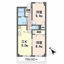 アージュ 2DKの間取図画像