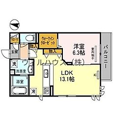 アスールロザーノ 1LDKの間取図画像