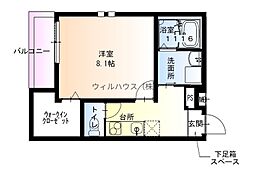 フジパレス湊駅南サウス 1Kの間取図画像