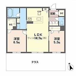 ルチード 三国ヶ丘 2LDKの間取図画像