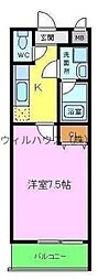 フジパレス愛泉 1Kの間取図画像