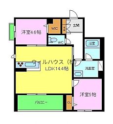 HARUなかもず 2LDKの間取図画像