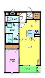 アルベイト石津川 1LDKの間取図画像