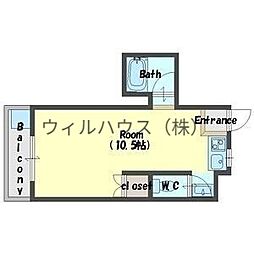 北野田マンション巽B棟 ワンルームの間取図画像