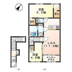 堺市中区深井清水町マンション 2LDKの間取図画像