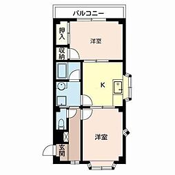 コーポラス　モズ 2階2Kの間取り