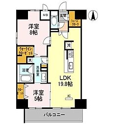 グラン　ラヴィ　レジデンス 13階2LDKの間取り