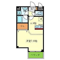 Ｐｒｉｍｏ鳳 5階1Kの間取り