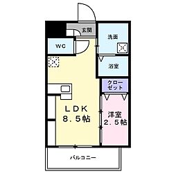 ジーイーオンズ 3階1LDKの間取り