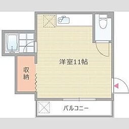 サンシャイン上北 5階ワンルームの間取り