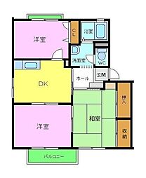 ＫＨＫ津久野ハイツ 2階3DKの間取り