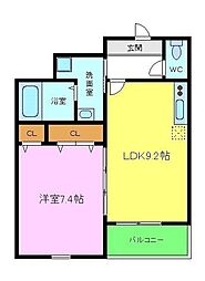 フェニーチェ日東園 1階1LDKの間取り